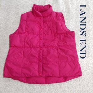 Land's End Down Puffer Vest, Women's Size L, Magenta Berry